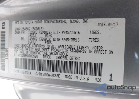 2017 Toyota Tacoma Sr z USA, uszkodzony, nr VIN 5TFRX5GN8HX089580